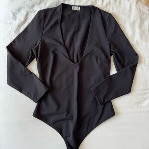Free People Black Long Sleeve Bodysuit Size XS
